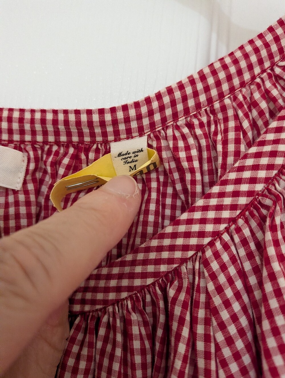 PRICE IS FIRM - Doen June Top Cerise Paris Gingham Medium - Picture 7 of 10
